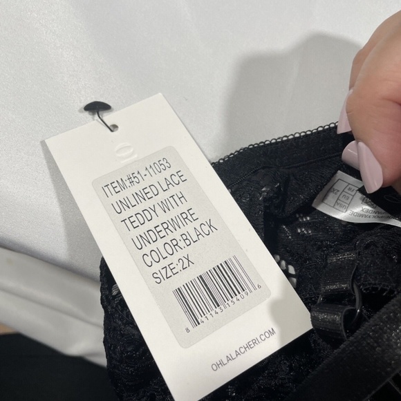 NWT OH LA LA CHERI [ PLUS 2X ] Lace Underwire Teddy in Black‎ - Picture 12 of 12